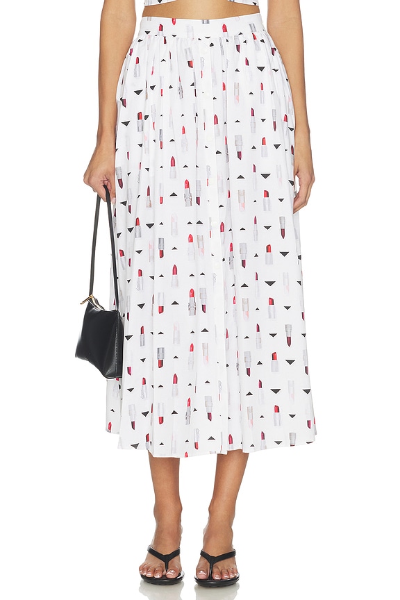 view 1 of 6 FALDA SEINA MIDI in Ivory Multi Lipstick