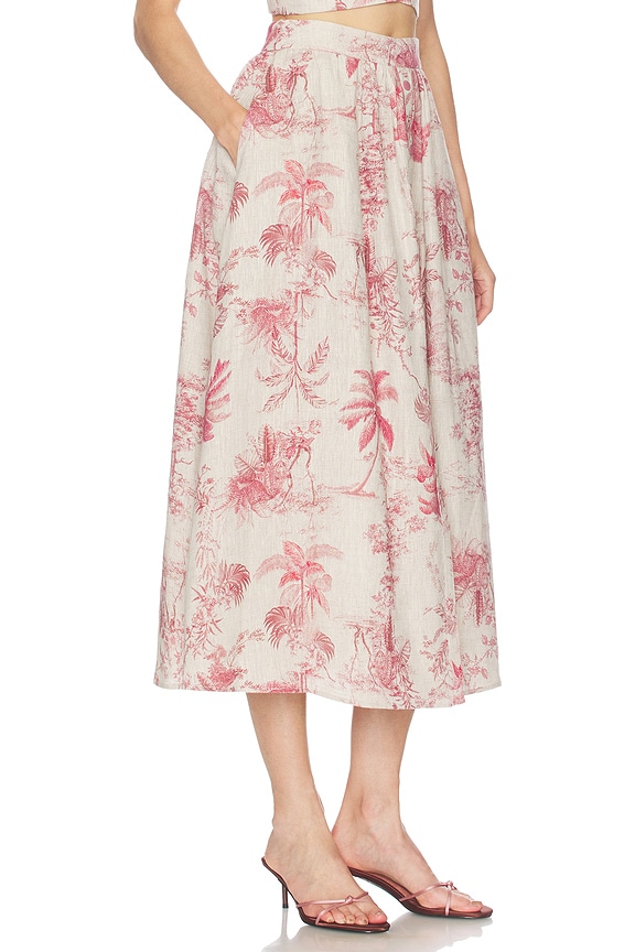 view 2 of 6 JUPE SEINA MIDI in Tan Multi Textured Jungle Toile