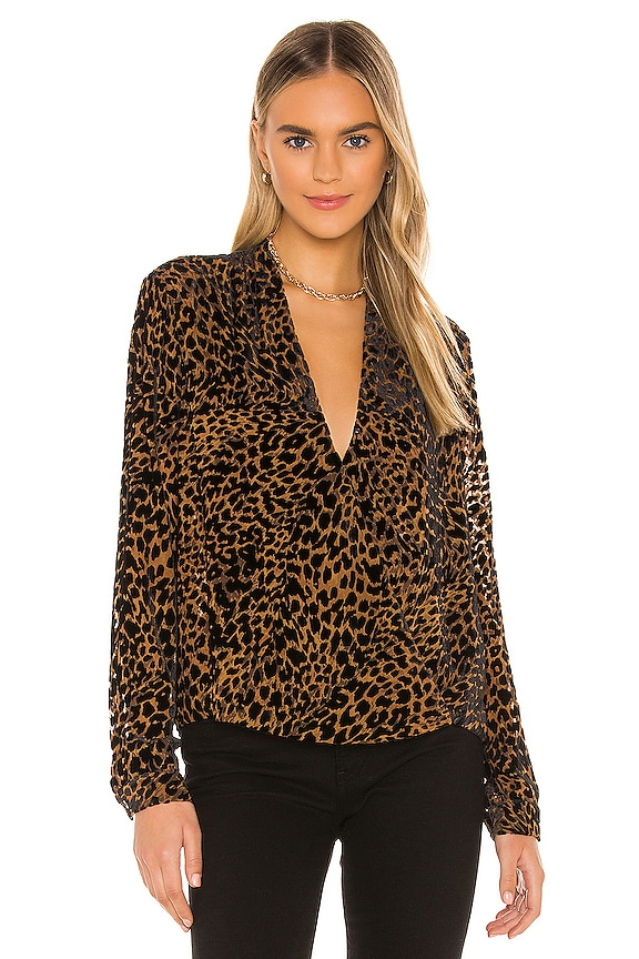view 2 of 6 Lydia Drape Front Blouse in Black & Nude Combo