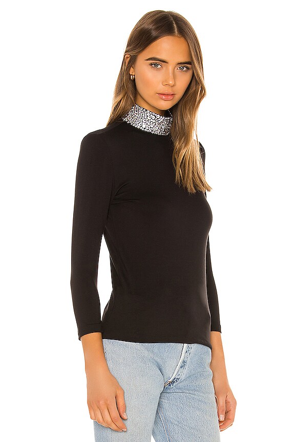 view 2 of 5 Mya Embellish Mock Neck Top in Black