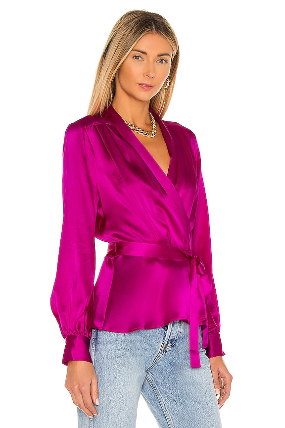 view 2 of 4 Marsden Wrap Blouse in Fuchsia Rose