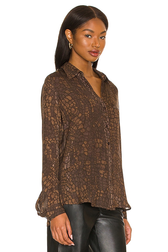 view 2 of 4 Nina Long Sleeve Blouse in Brown Croc