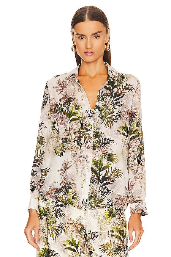 view 2 of 5 Nina Long Sleeve Blouse in Antique White Multi Vintage Safari