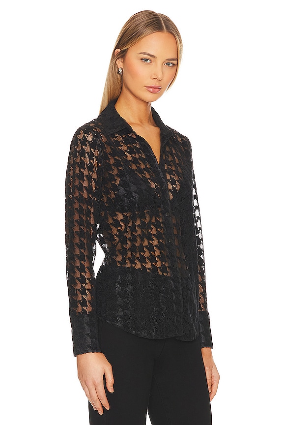 view 2 of 4 HAILEY トールカフシャツ in Black Houndstooth