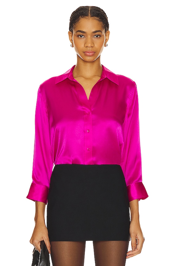 L'AGENCE Dani 3/4 Sleeve Blouse in Star Ruby | REVOLVE