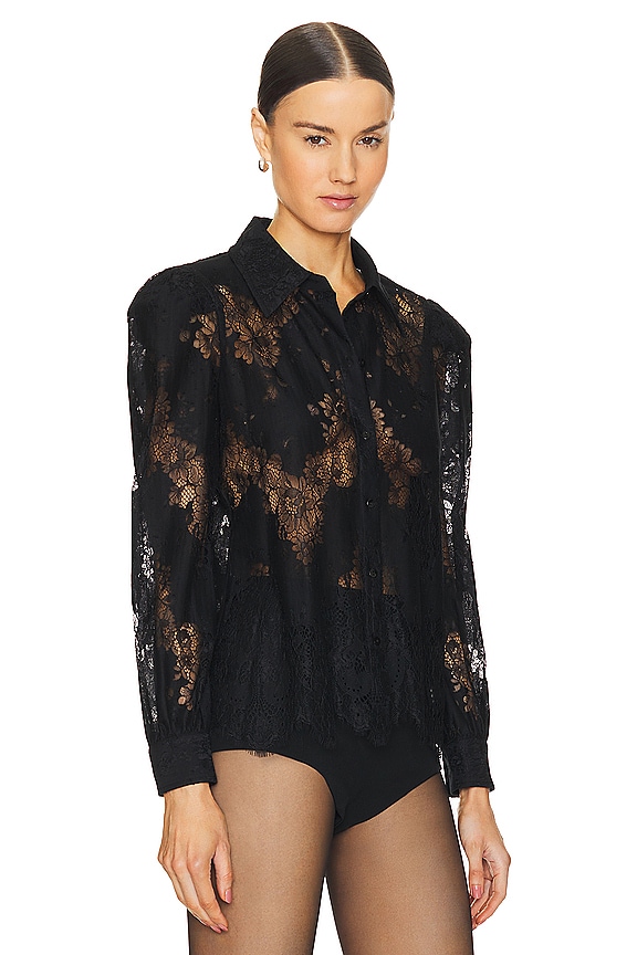 view 2 of 5 КРУЖЕВНАЯ БЛУЗА НА ПУГОВИЦАХ JENICA in Black
