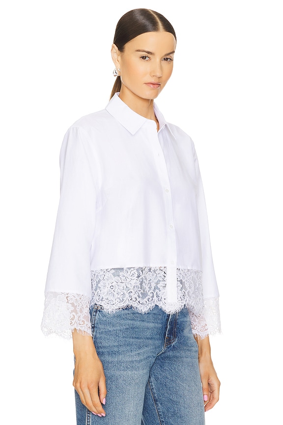 view 2 of 4 Levo Lace Trim Cropped Shirt in White