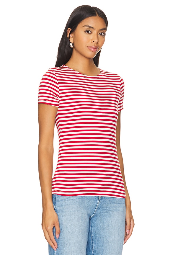 view 2 of 4 Ressi Crew Neck Short Sleeve Stripe in Red & White Stripes