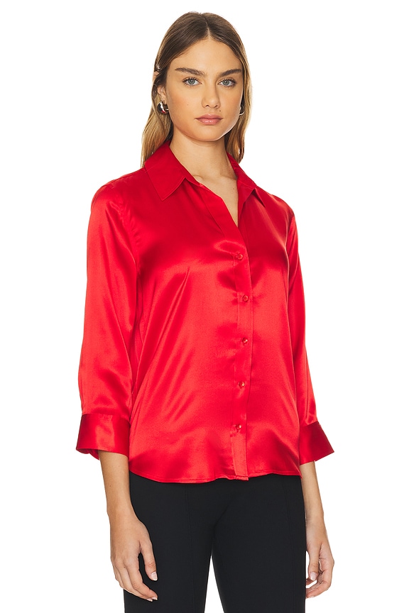 view 2 of 4 Dani 3/4 Sleeve Blouse in High Risk Red