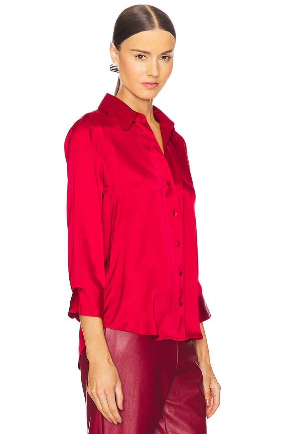 view 2 of 4 Dani 3/4 Sleeve Blouse in Garnet Red