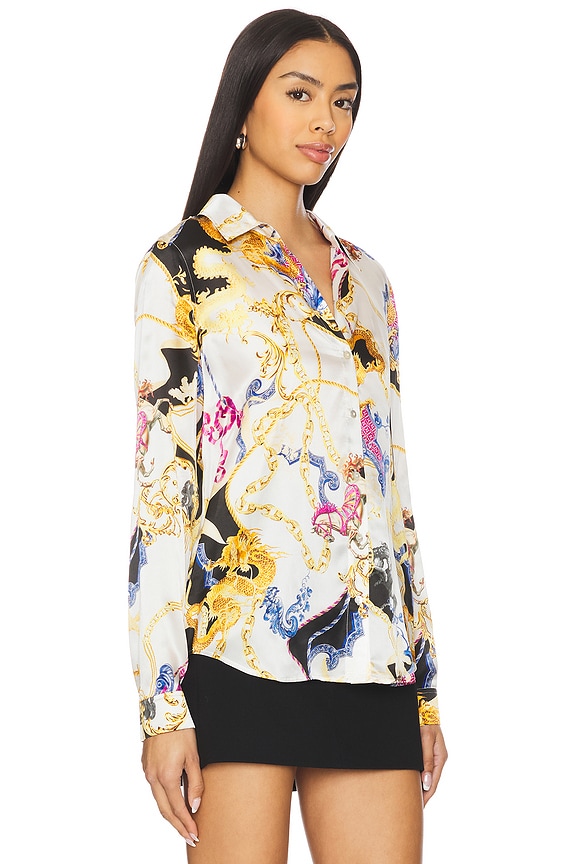 view 2 of 4 Tyler Long Sleeve Blouse in White, Black, & Renaissance