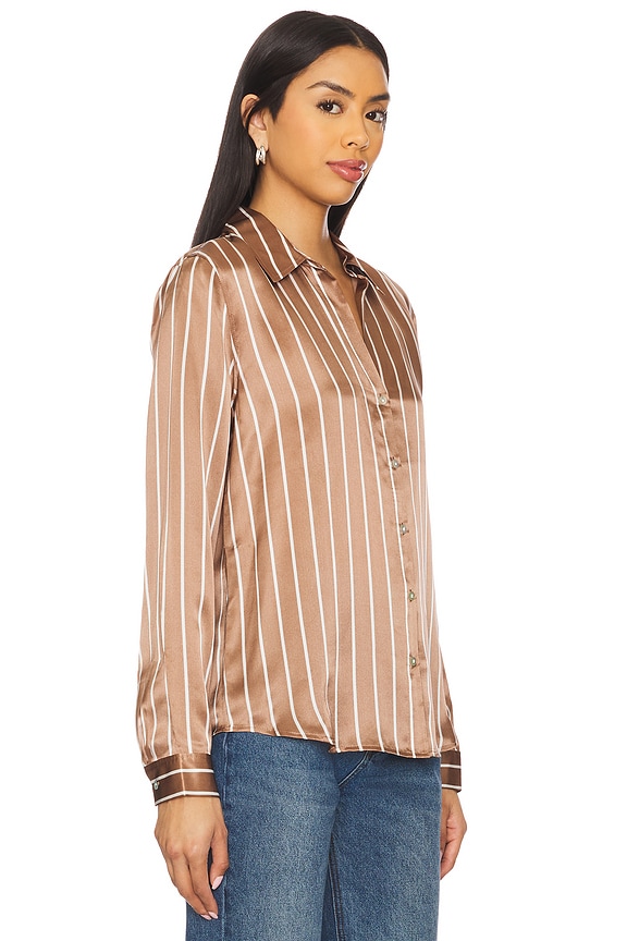 view 2 of 4 Tyler Blouse in Chocolate Malt & Ecru Stripe