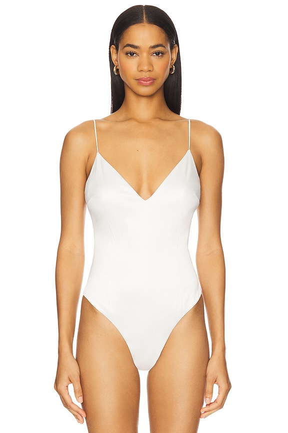 view 2 of 5 БОДИ С ГЛУБОКИМ ВЫРЕЗОМ DARA in Ivory