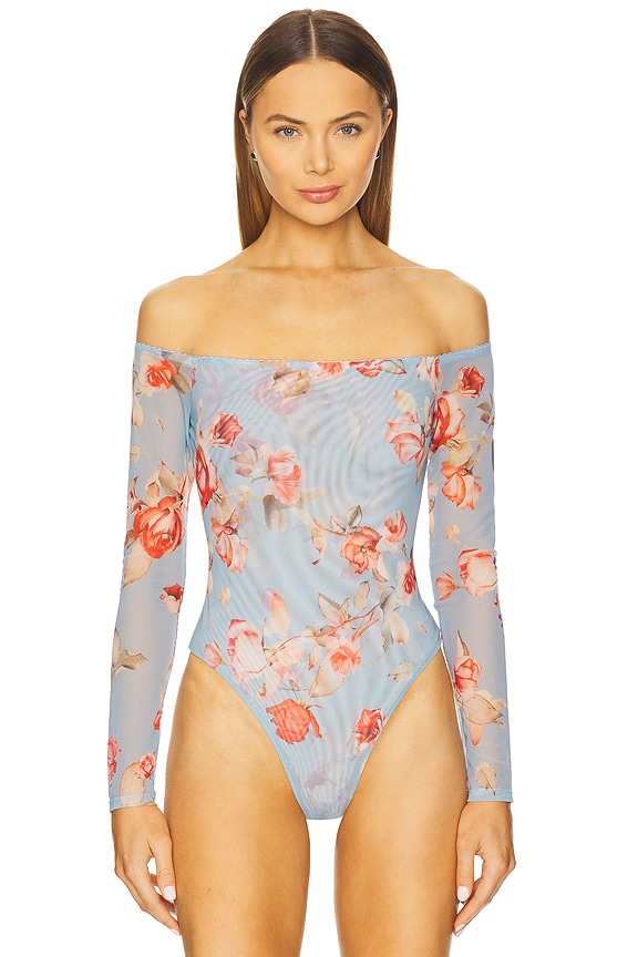 view 2 of 5 BODY ÉPAULES DÉNUDÉES PEONIE in Light Blue Tapestry Floral