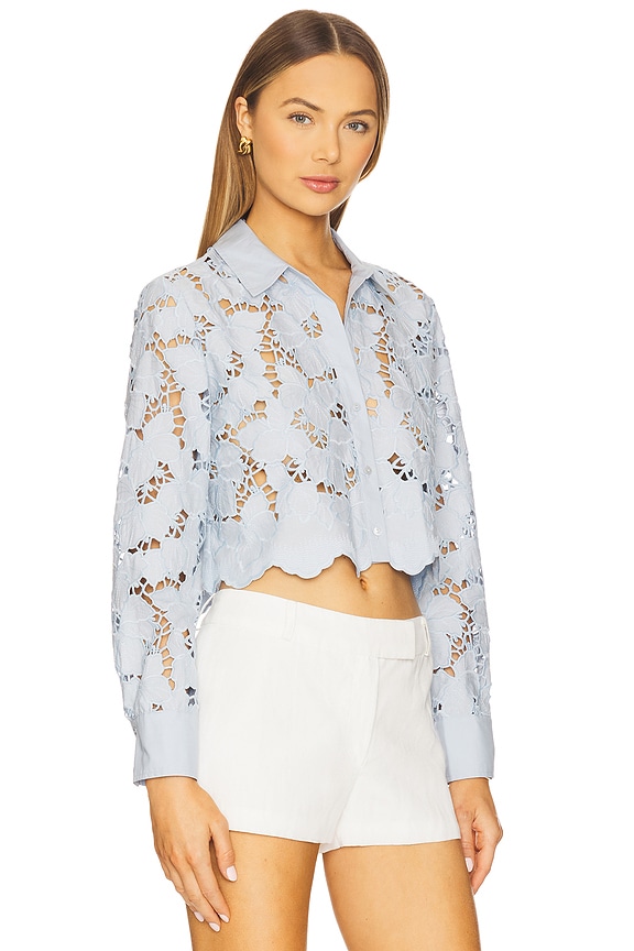 view 2 of 4 Seychelle Cropped Buttondown Shirt in Blue Fog