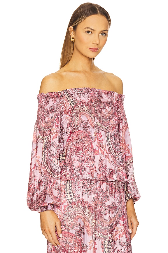 view 2 of 4 BLOUSE ÉPAULES DÉNUDÉES ARIELA in Mauve Multi French Paisley