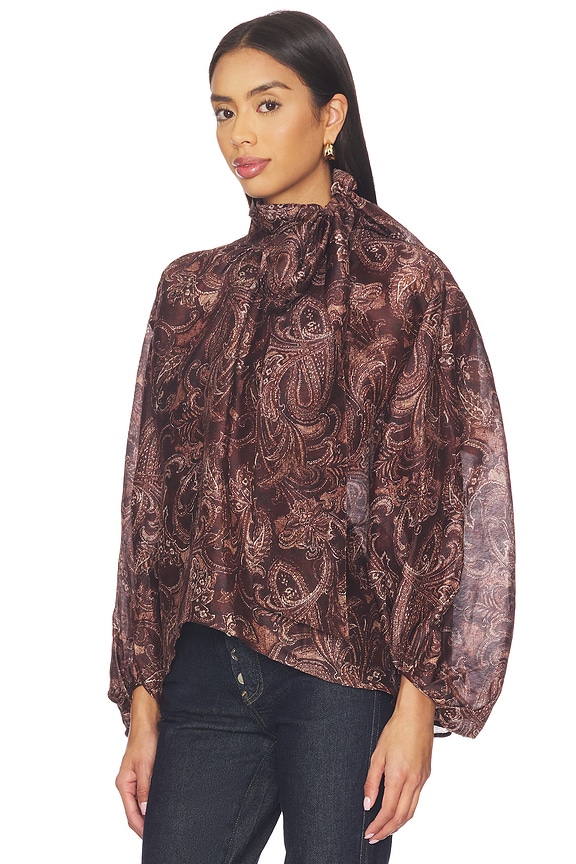 view 2 of 4 BLOUSE OVERSIZED RHETT in Brown Etched Paisley