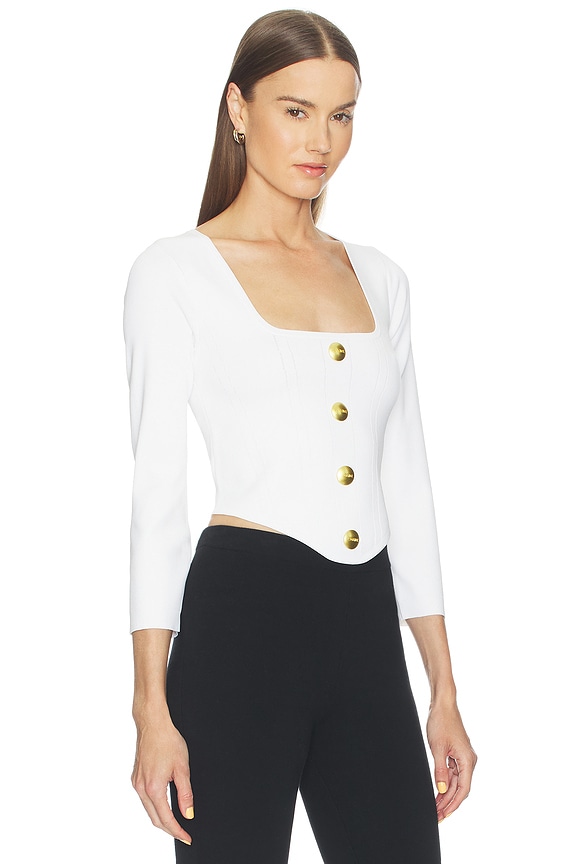 view 2 of 4 Sasha 3/4 Knit Corset Top in Ivory & Gold