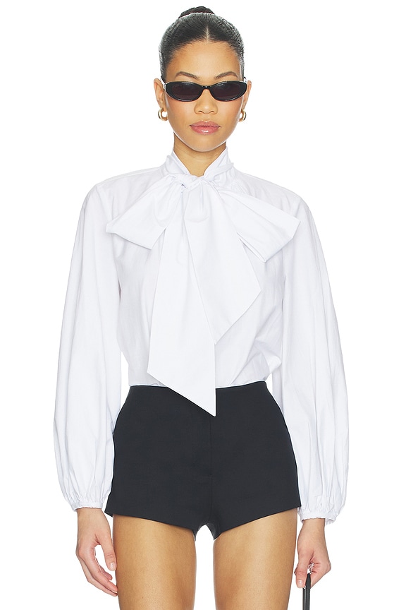 view 1 of 4 Deon Tie Neck Blouse in White
