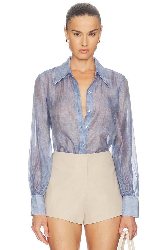 view 1 of 4 Jayleen Button Down Blouse in Pale Harbor Blue