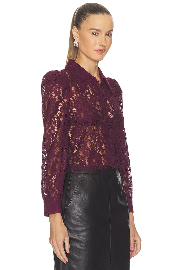 view 2 of 4 Anita Lace Button Up in Deep Sangria