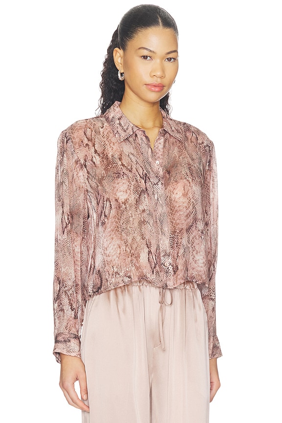 view 2 of 4 Cosette Crop Hi Low Shirt in Western Snake Print