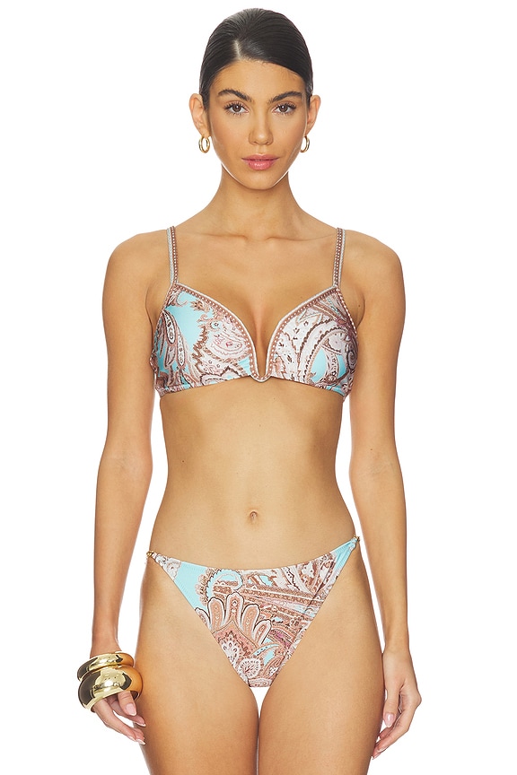 view 1 of 4 Alisha Over The Shoulder Bikini Top in Ice Blue Multi