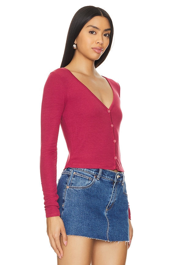 view 2 of 4 Sweet V Cardigan in Maroon in Colgate Maroon