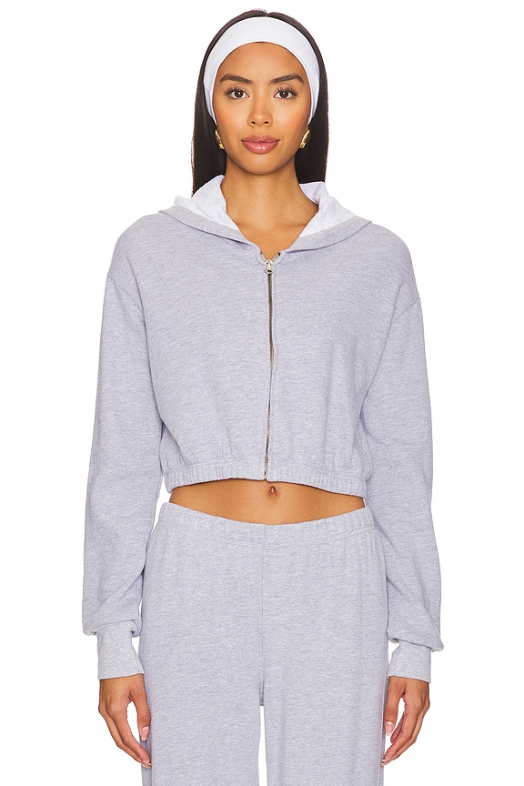 view 2 of 5 SWEAT À CAPUCHE CROPPED ZIP UP in Heather Grey