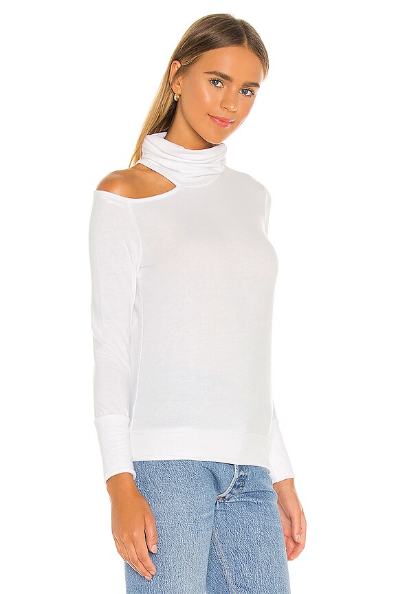 view 2 of 4 Carson Open Shoulder Turtleneck in Soft White