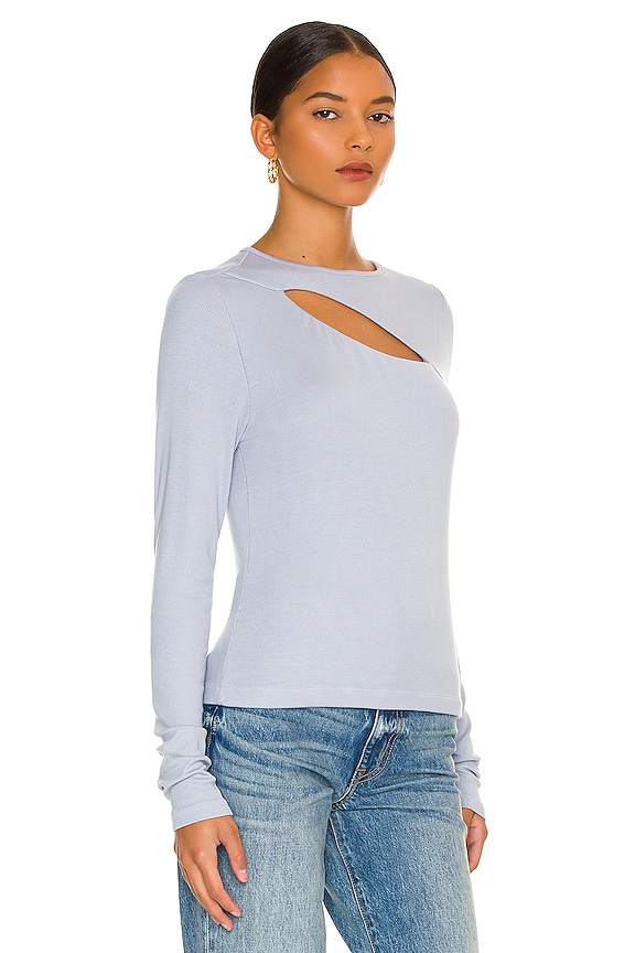 view 2 of 4 Verge Peek A Boo Long Sleeve Top in Quarry
