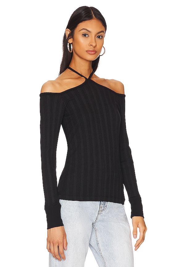 view 2 of 4 Mozza Halter Long Sleeve Top in Black