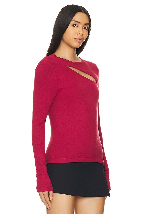 view 2 of 5 TOP MANGA LARGA VERGE PEEK A BOO in Colgate Maroon