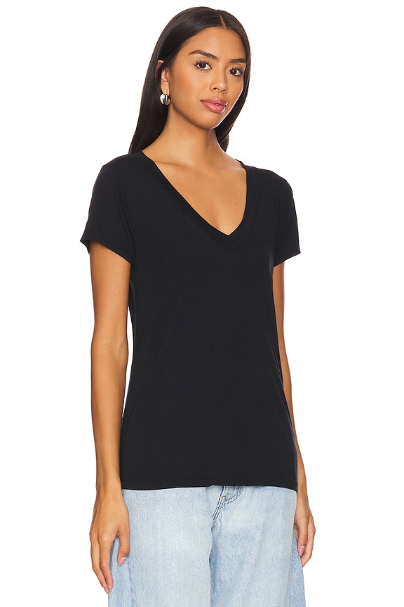 view 2 of 4 Short Sleeve Low V Neck Bf Tee in Black