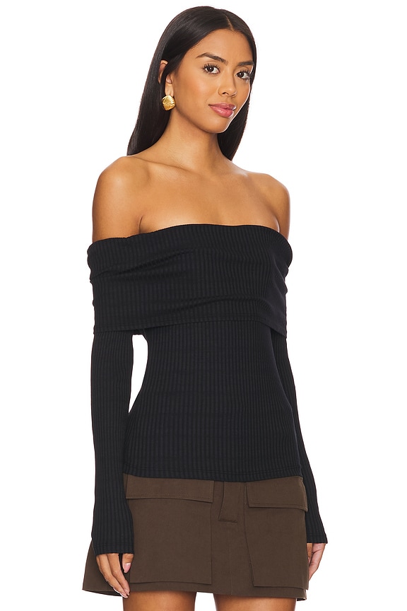 view 2 of 4 Kayla Off Shoulder Long Sleeve Top in Black