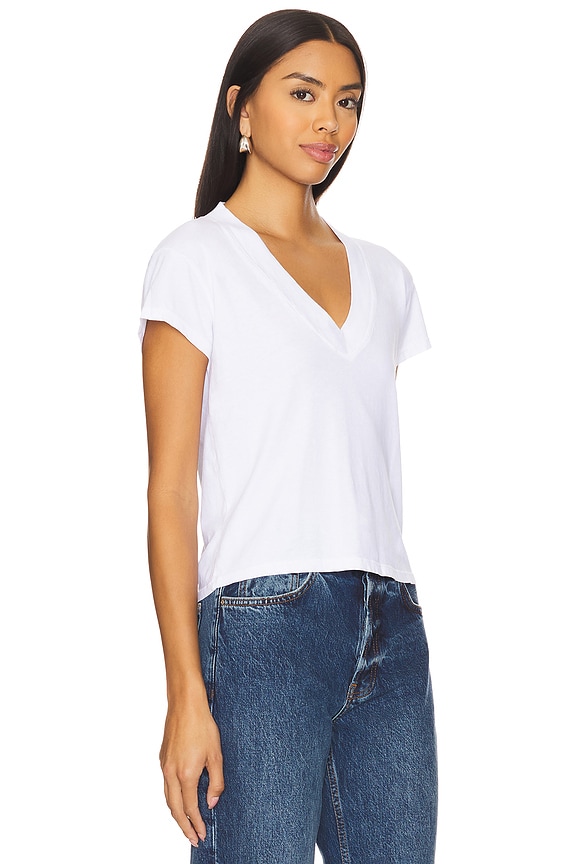 view 2 of 4 SURI DEEP V CAP SLEEVE Tシャツ in White
