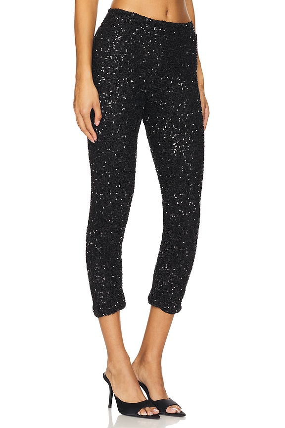 view 2 of 6 Capri Leggings in Black Glitter