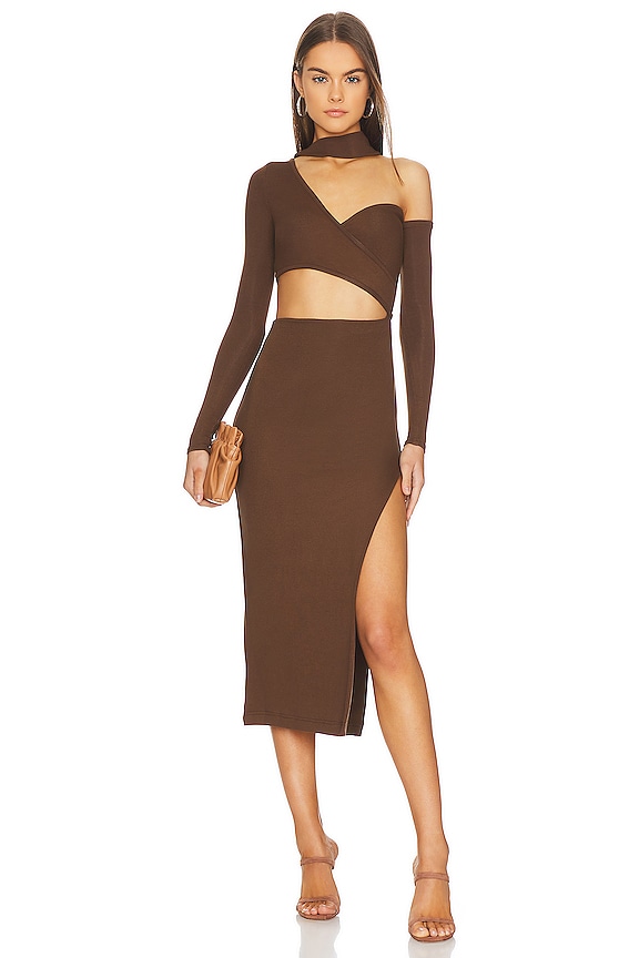 view 1 of 4 VESTIDO SLANTED in Brown