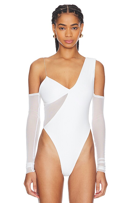 view 2 of 5 Off Shoulder Mesh Bodysuit in White