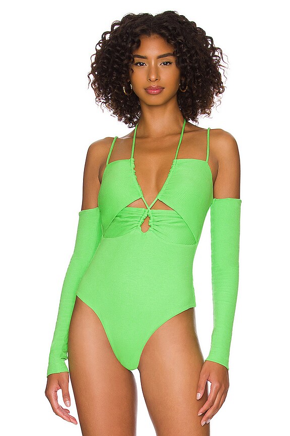 view 2 of 5 Off Shoulder Bodysuit in Electric Green