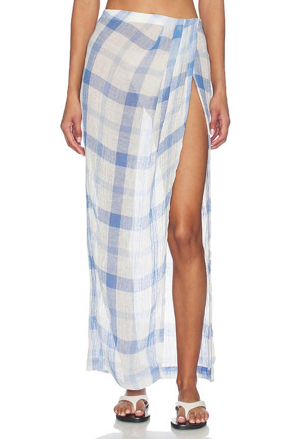 view 1 of 6 Sarong Skirt in Blue & White