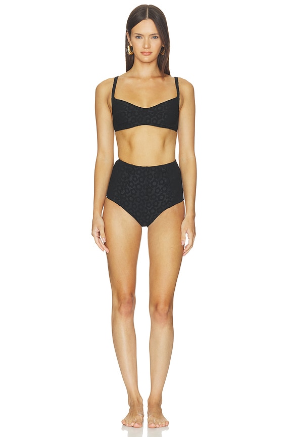 view 1 of 4 MAILLOT DE BAIN 2 PIÈCES in Black 60's Floral Jacquard