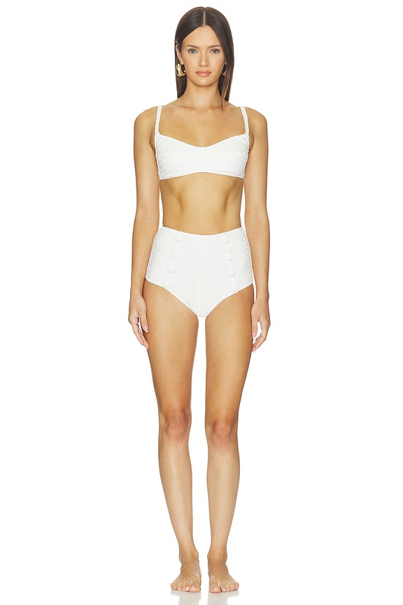 view 1 of 4 MAILLOT DE BAIN 2 PIÈCES in White 60's Floral Jacquard