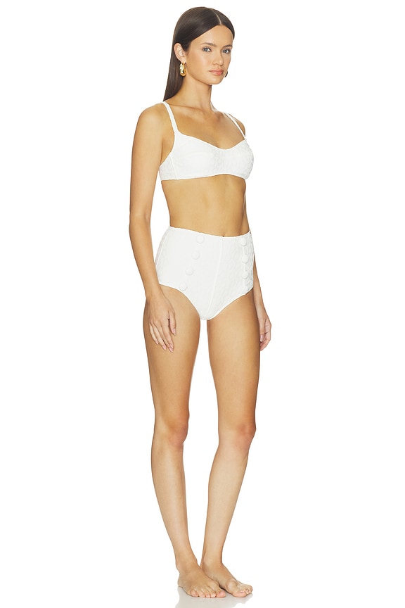view 2 of 4 MAILLOT DE BAIN 2 PIÈCES in White 60's Floral Jacquard