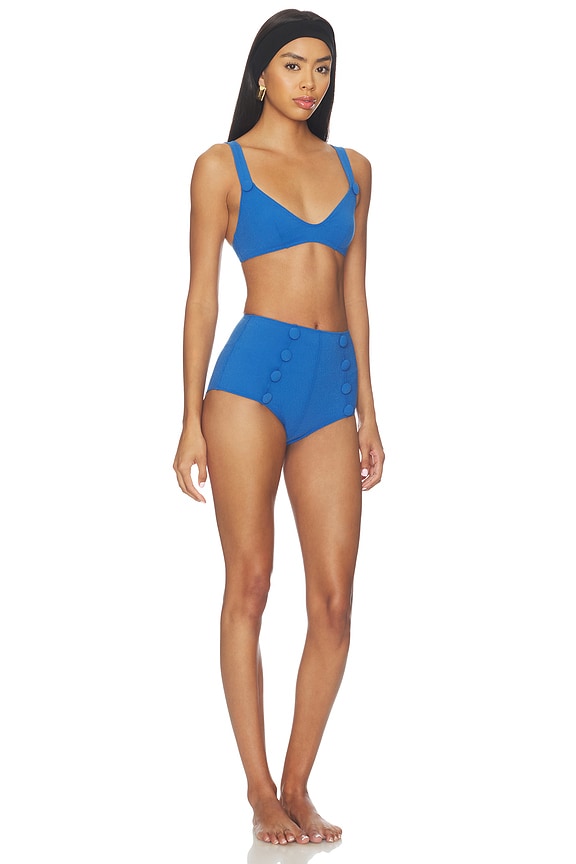 view 2 of 4 Magdalena High Waist Bikini in Cobalt Blue Crepe