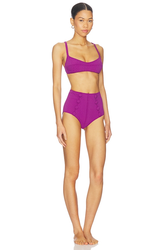 view 2 of 4 Balconette High Waist Bikini Set in Raspberry Seersucker