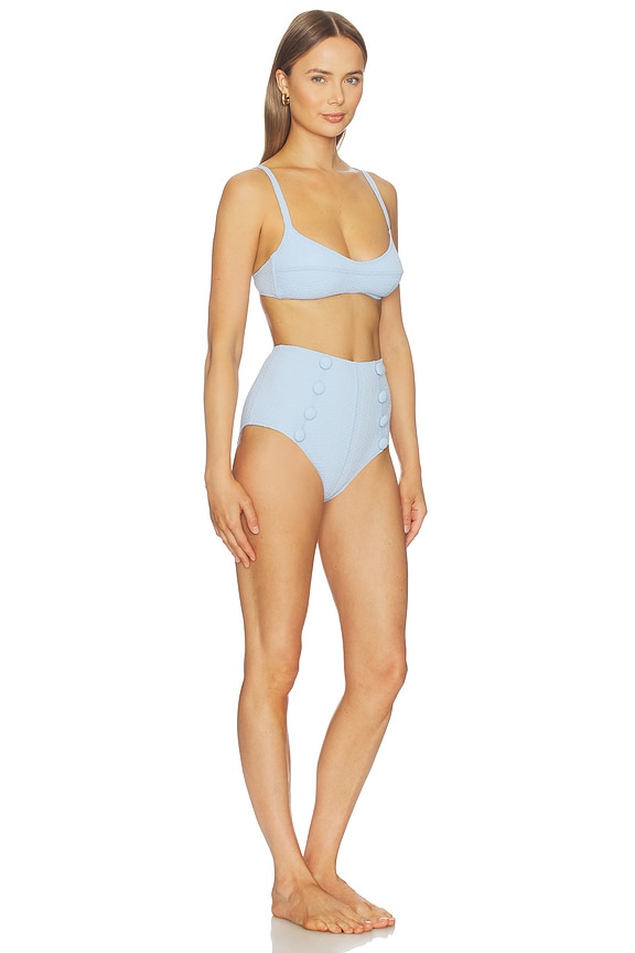 view 2 of 5 Balconette High Waist Bikini in Sea Blue Seersucker