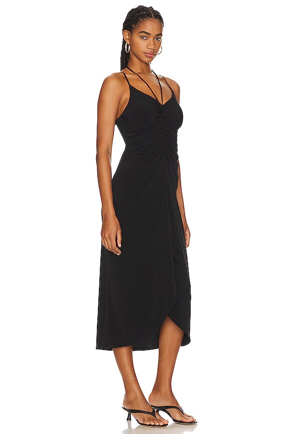 view 2 of 3 ROBE DÉBARDEUR ASYMÉTRIQUE AVEC FRONCES in Black