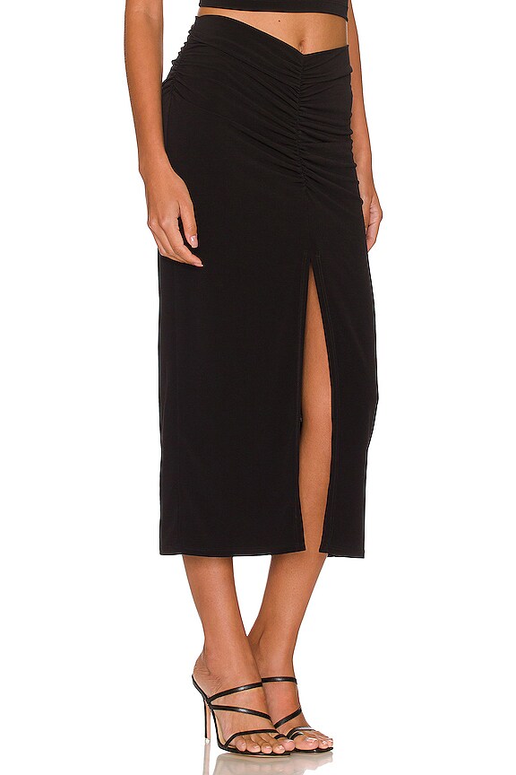 view 2 of 4 Ruched Midi Skirt in Black