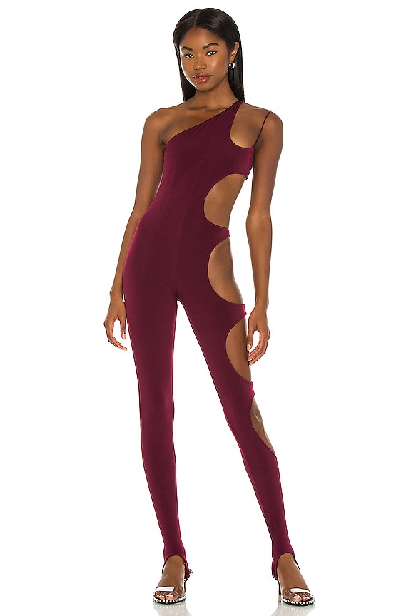 view 2 of 4 One Shoulder Cutout Jumpsuit in Plum